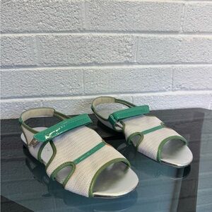 Hogan Green and White Sandals with Slip-Resistant Sole
